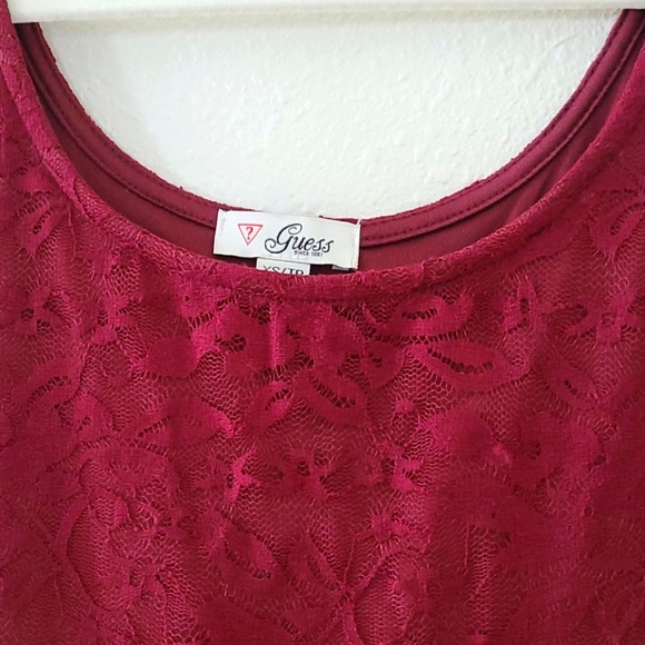 Burgundy dress with lace - Picture 3 of 4